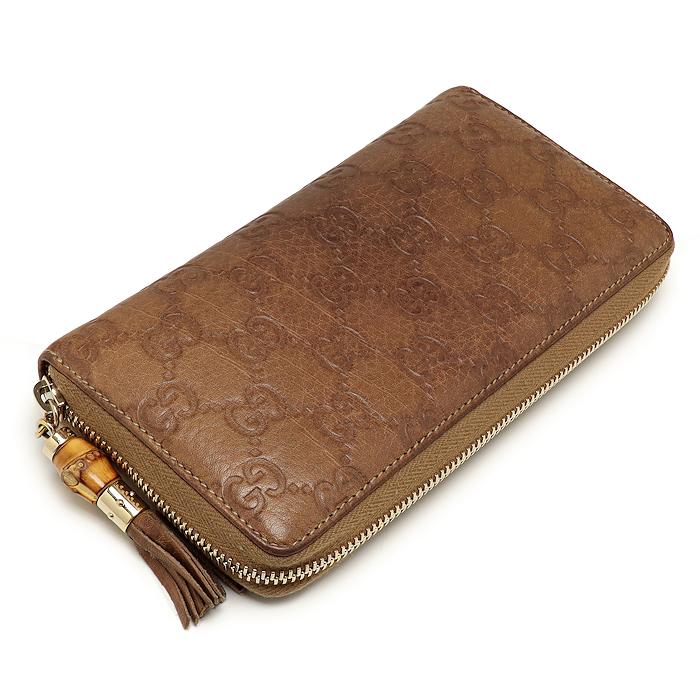 【美品】GUCCI グッチ　 ラウンドファスナー長財布 バンブー 307984 グッチ 307984 バンブー ラウンドファスナー 長財布 レザー