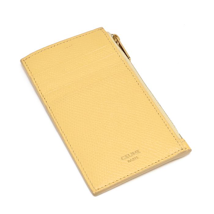 CELINE クリーム色 カードホルダー CELINE（セリーヌ） コンパクト ジップドカードホルダー カーフ