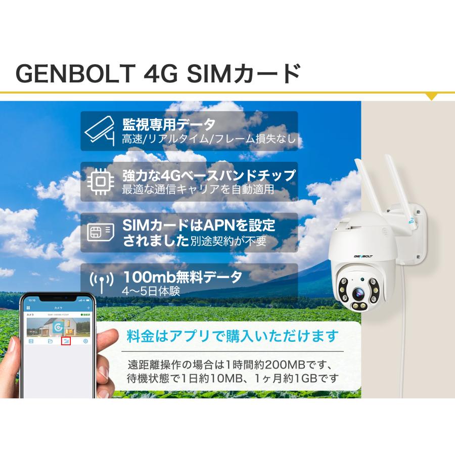 4G通信カメラ SIMカメラ LTE 防犯カメラ 屋外 200万画素 監視カメラ カラー暗視 声光威嚇 見守り パンチルト AI人体検知 防水 遠隔監視 暗視撮影【3台】｜oyatsunosekai｜04