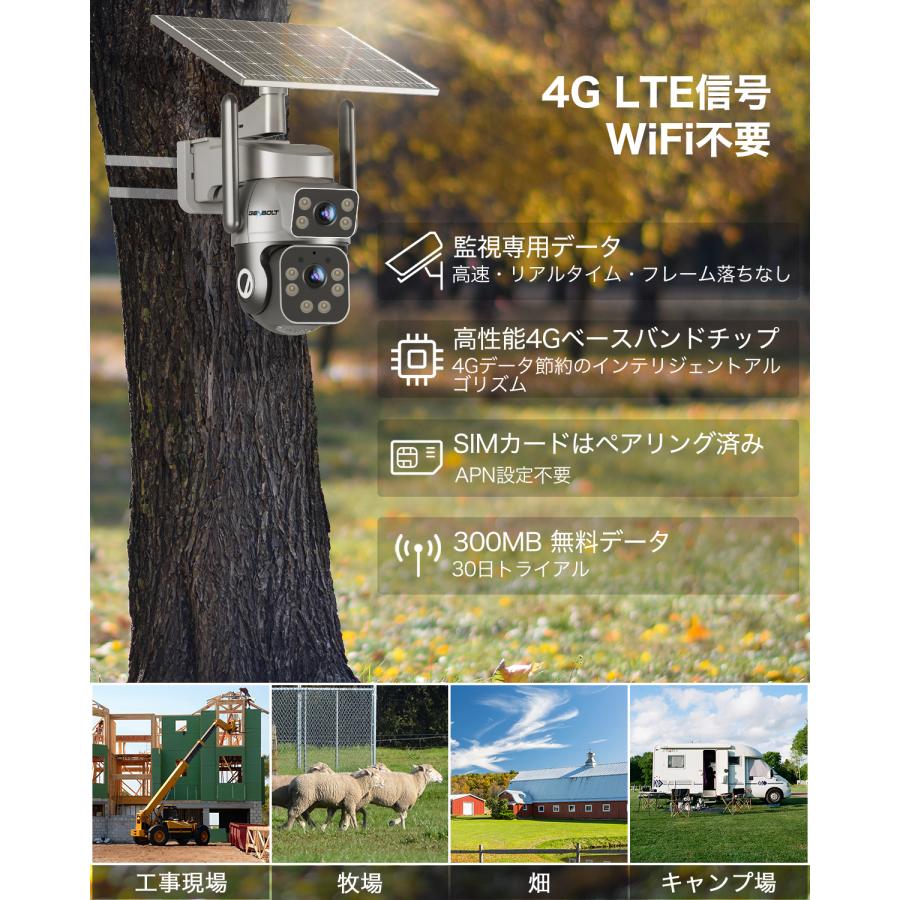 GENBOLT 防犯カメラ 屋外 ソーラー wifi/4G LTE 3MP 監視カメラ