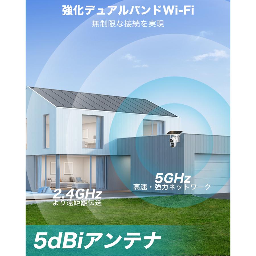 防犯カメラ 屋外 ソーラー 双目 工事不要 WIFI 監視カメラ ワイヤレス