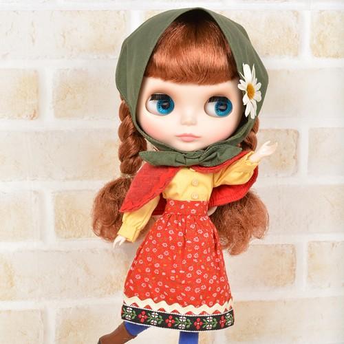 【即納】Dear Darling fashion for dolls「バブーシュカガールセット」グリーン (22cmドール用)　※衣装のみ（ジュニームーン）｜oz-hobby