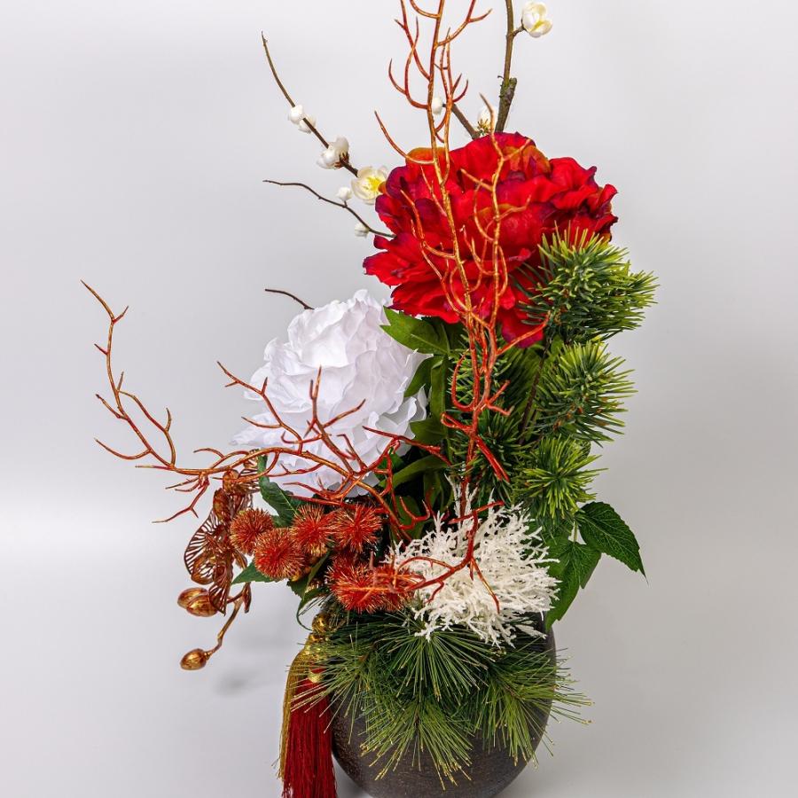 造花➕花瓶➕クリスマス➕お正月　インテリア華やかセット 松 梅 牡丹 アレンジ 造花 1個 花瓶付き 正月 造花 仏花 仏壇用 祭壇用