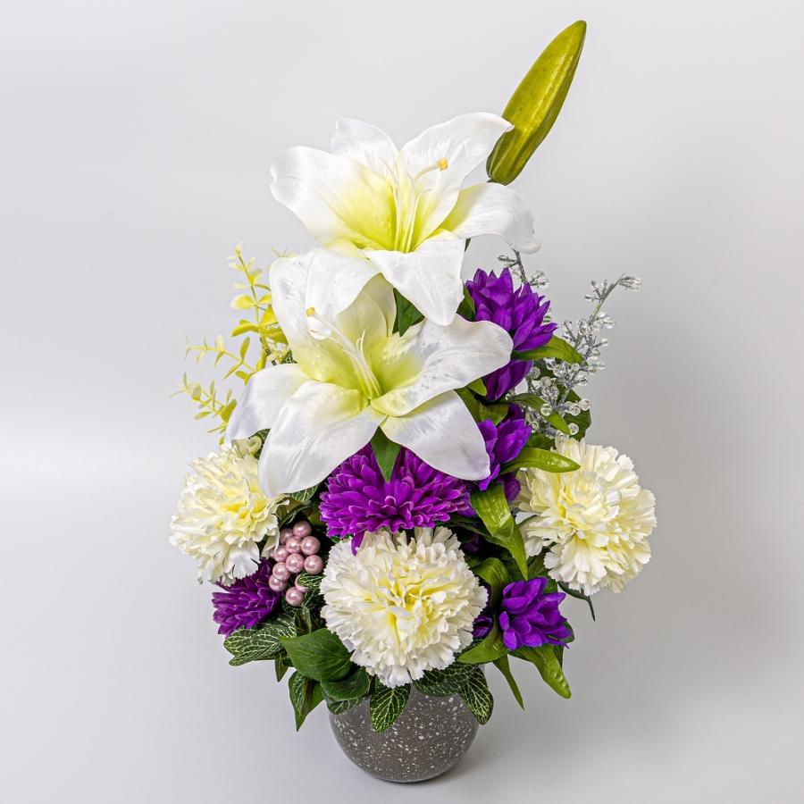 仏花　お供え花　初盆　造花　百合　カトレア　アレンジ 100均DIY】お供えアレンジメント/仏花の作り方/100均造花で作るお供え