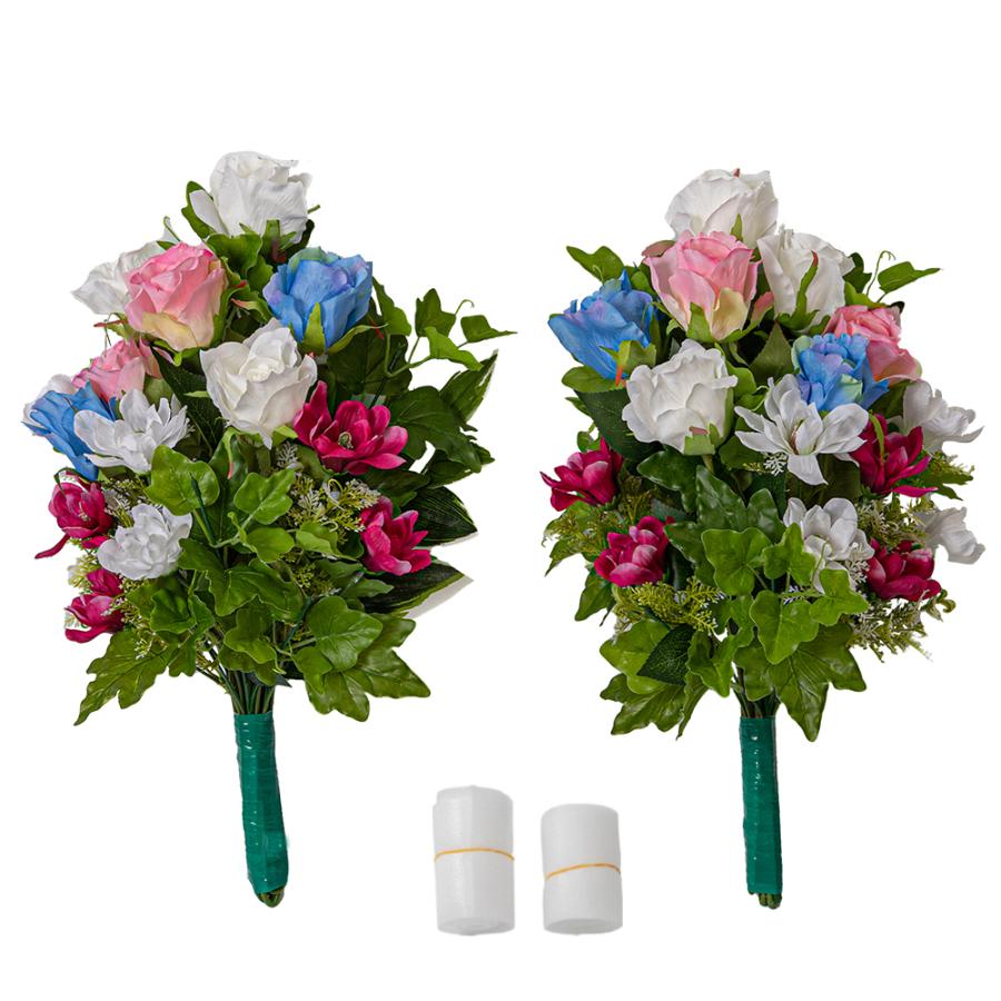 カトリック バラ デイジー ポトス 造花 2束 固定具付き 洋花 仏壇用