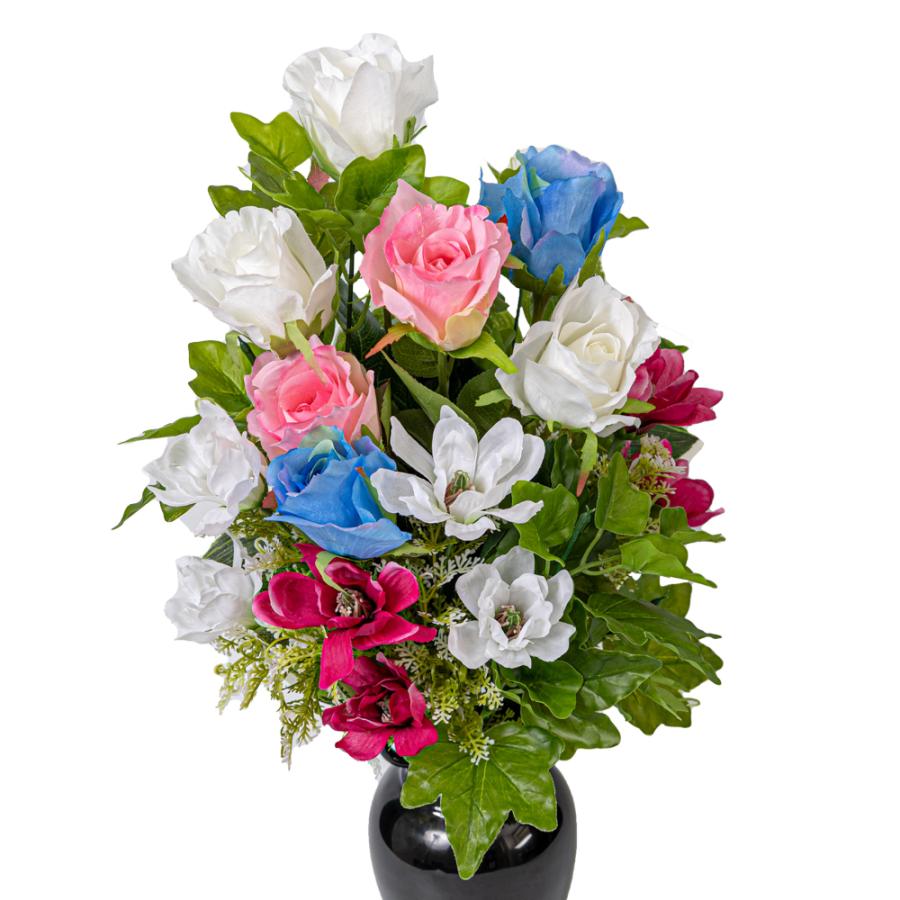 カトリック バラ デイジー ポトス 造花 2束 固定具付き 洋花 仏壇用