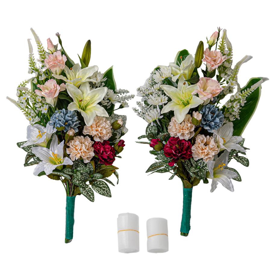 カトリック トルコキキョウ ユリ デイジー 造花 2束 固定具付き 洋花