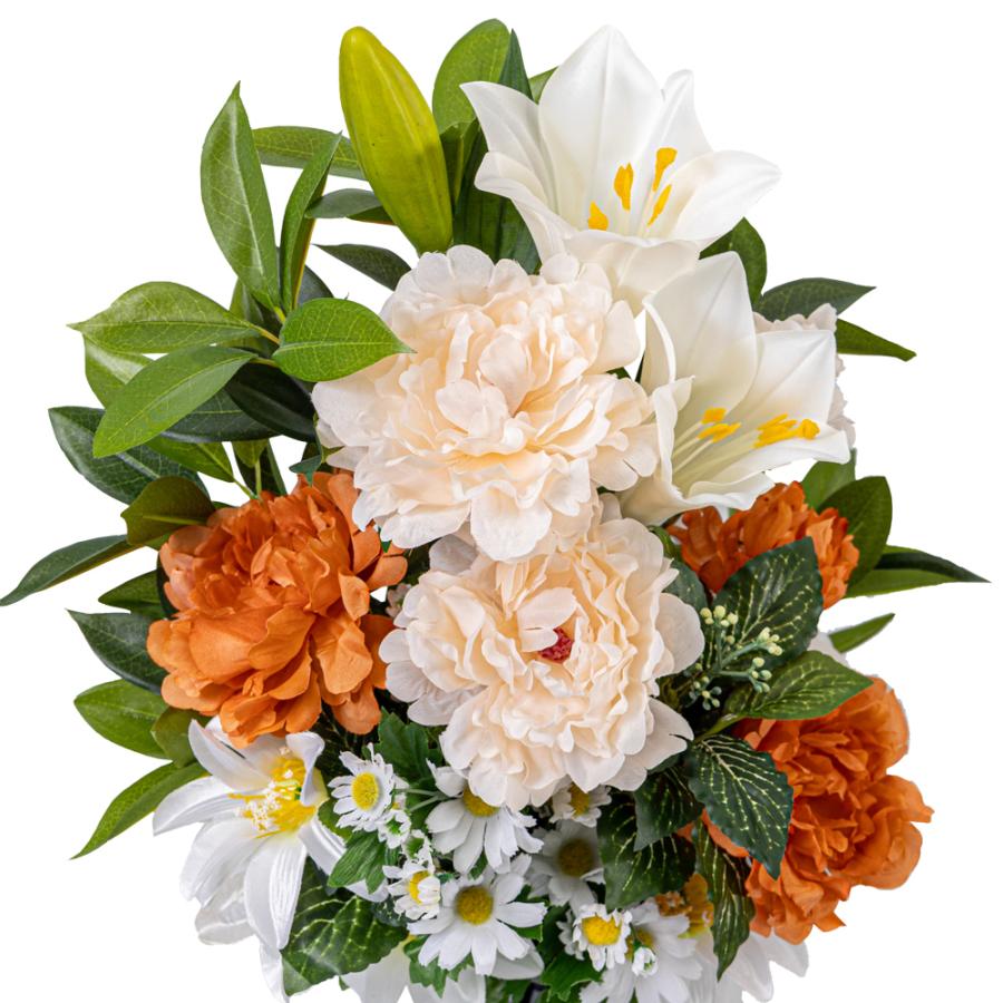 牡丹 ユリ ダリア しきみ(樒)付き 造花 2束 固定具付き 仏花 お