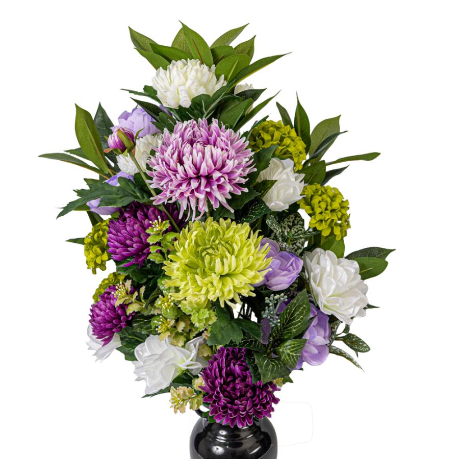 ダリア 菊 マム しきみ(樒)付き 造花 2束 固定具付き 仏花 お墓