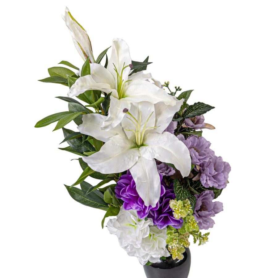 お供え花、仏花、造花、ダリア、アネモネアレンジ アネモネ ユリ ダリア しきみ(樒)付き 造花 2束】固定具付き