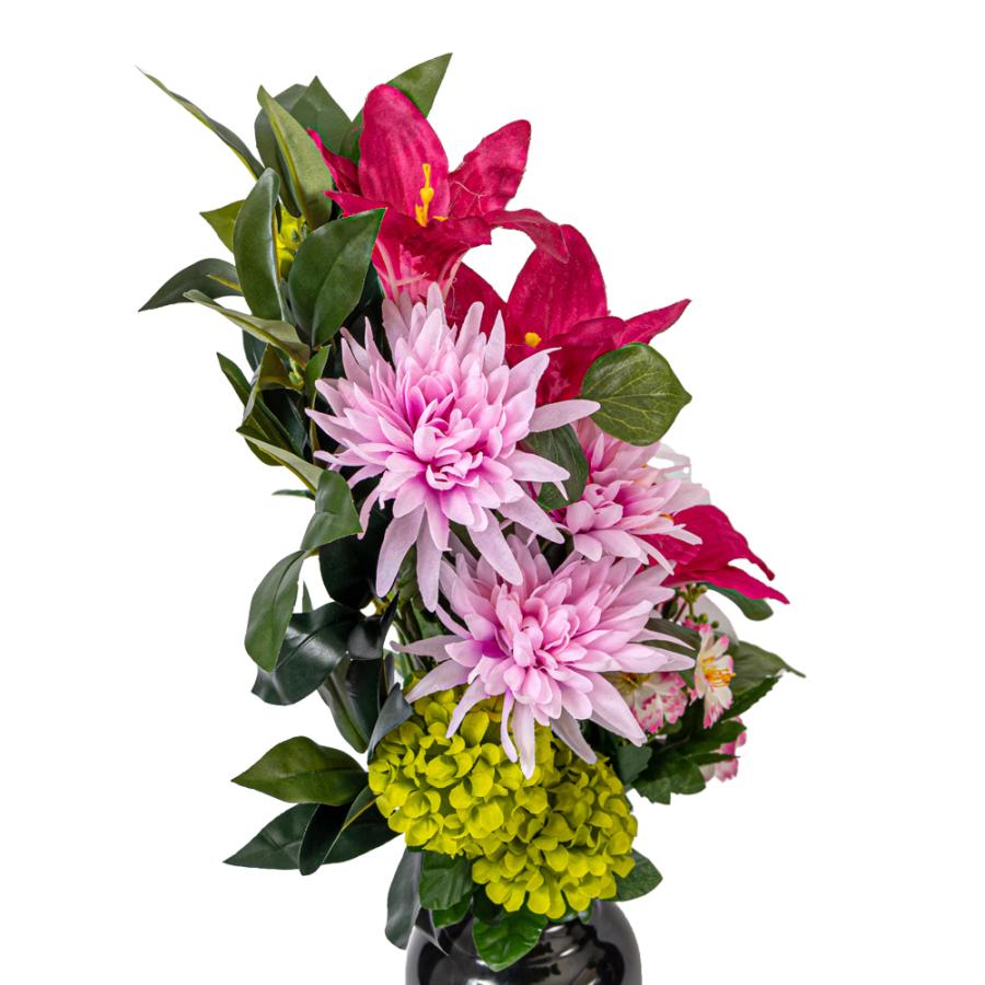 ユリ ダリア 菊 しきみ(樒)付き 造花 2束 固定具付き 仏花 お墓用 お