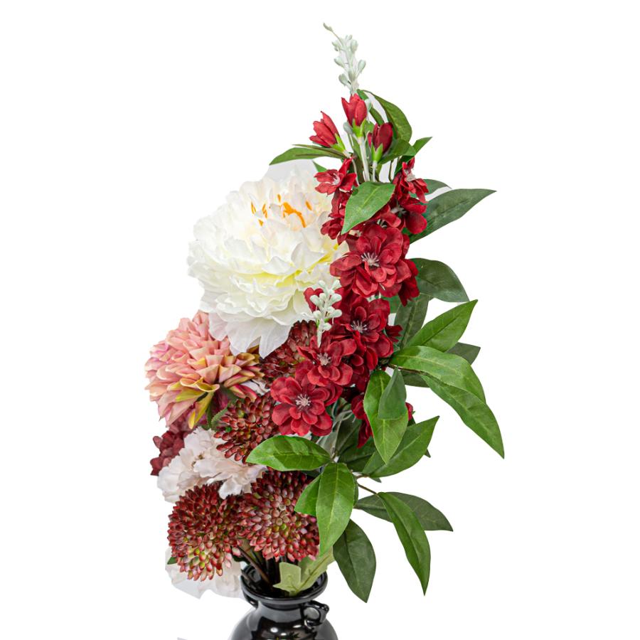 芍薬 ダリア ユリ しきみ付き 造花 2束 固定具付き 仏花 お墓用