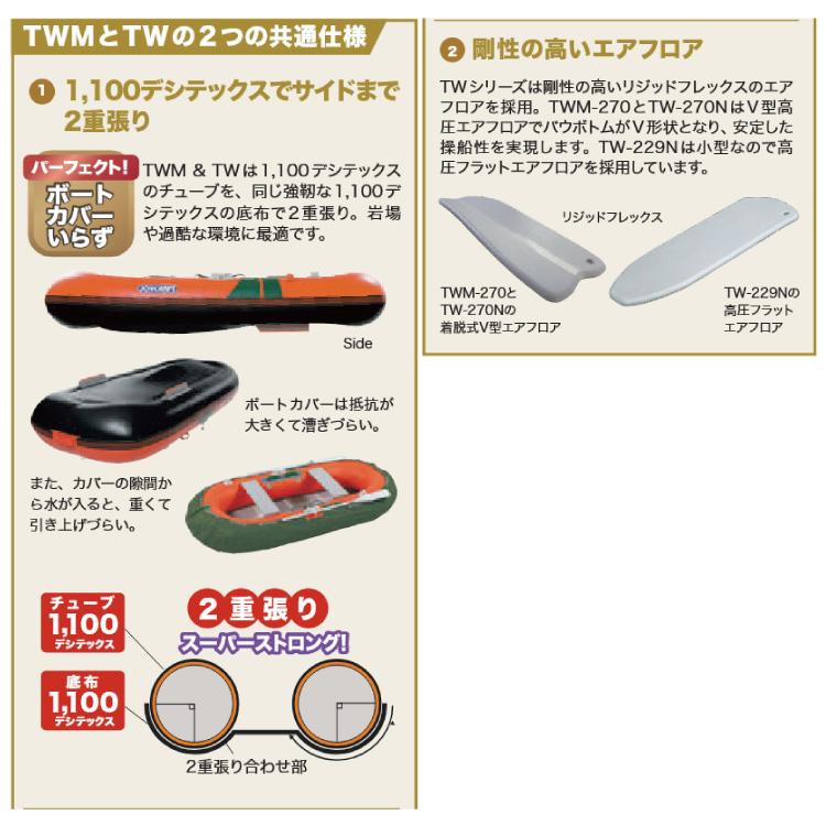 JOYCRAFT（ジョイクラフト） ゴムボート TW-270N 4人乗り 2重底布 1.5 