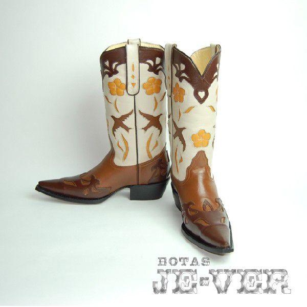 ウエスタンブーツ レディース 25.5 バードインレイ 本革