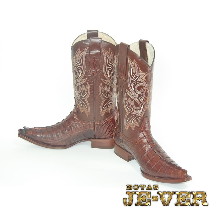 ウエスタンブーツ メンズ 26.0 ワニ革 カイマン ポインテッドトゥ 本革