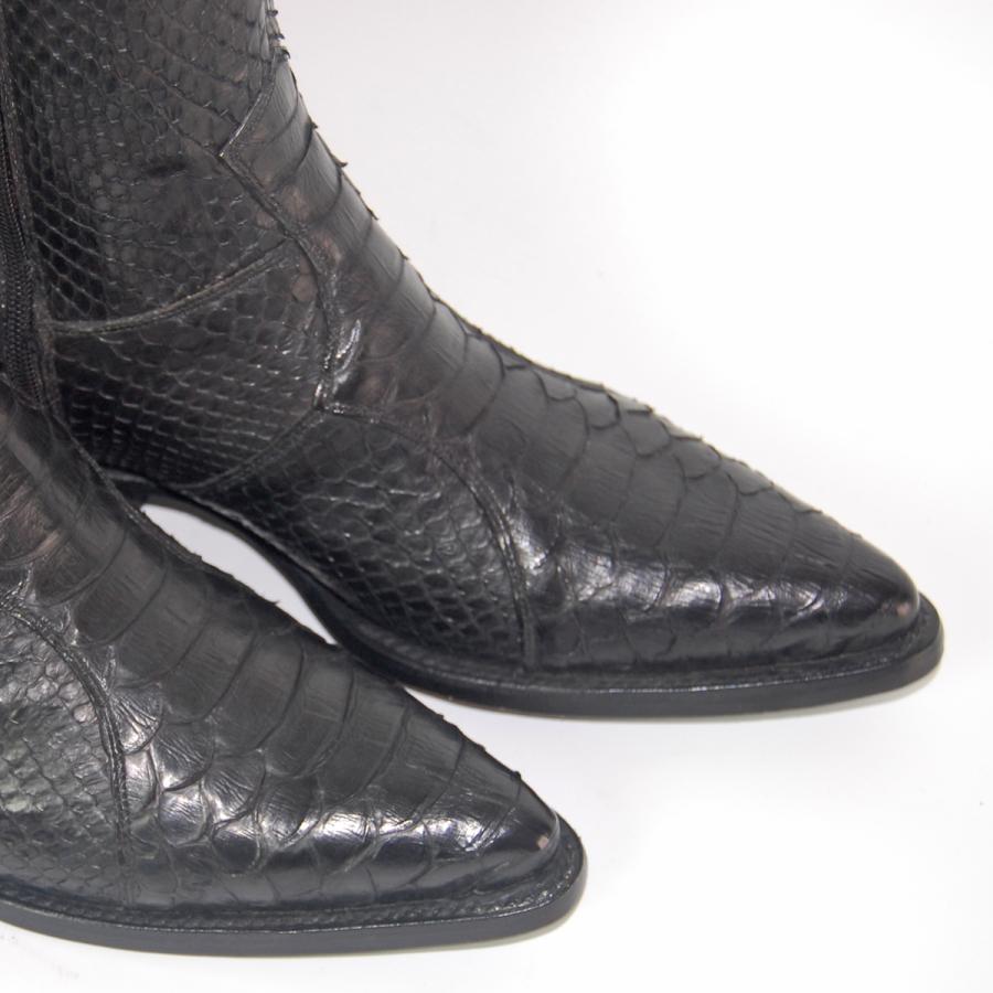 ウエスタンブーツ メンズ 26.5 パイソン ショート サイドジップ 本革