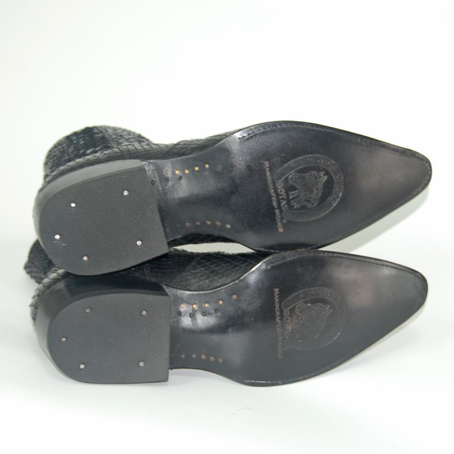 ウエスタンブーツ メンズ 26.5 パイソン ショート サイドジップ 本革