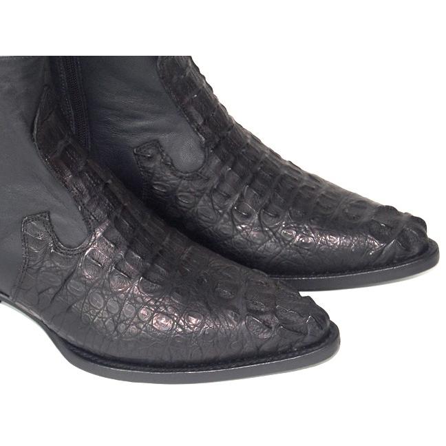 匿名配送 ウエスタンブーツ メンズ 26.5 ワニ革 カイマン ホーンバック ショート 本革 【DG9549806409】(34320円)