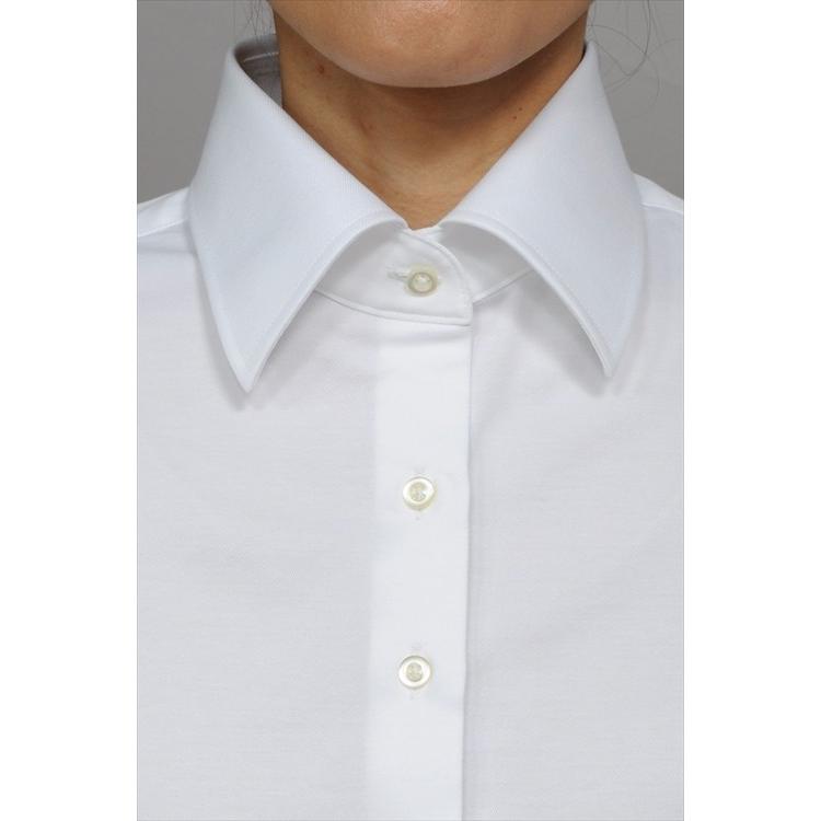 レディース シャツ ビジネス ワイシャツ ブラウス ビズポロ ニット 長袖 ワイド クールマックス イージーケア クールビズ ナチュラルフィット 大きい | ozie | 02