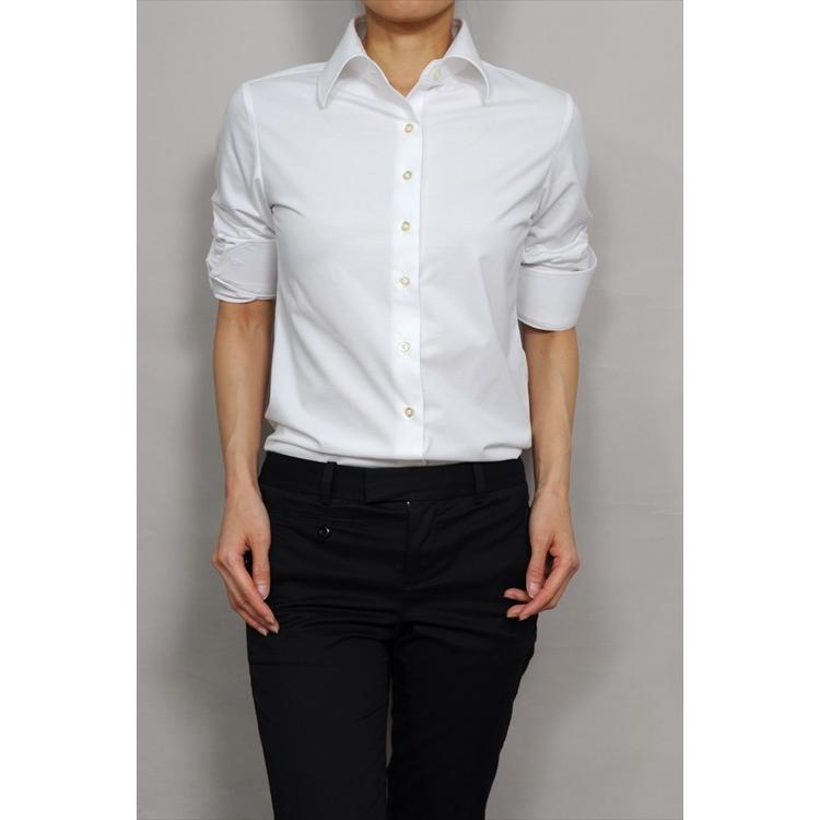 レディース シャツ ビジネス ワイシャツ ブラウス ビズポロ ニット 長袖 ワイド クールマックス イージーケア クールビズ ナチュラルフィット 大きい | ozie | 06