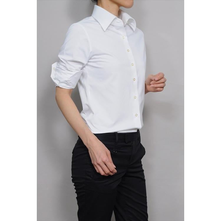 レディース シャツ ビジネス ワイシャツ ブラウス ビズポロ ニット 長袖 ワイド クールマックス イージーケア クールビズ ナチュラルフィット 大きい | ozie | 07