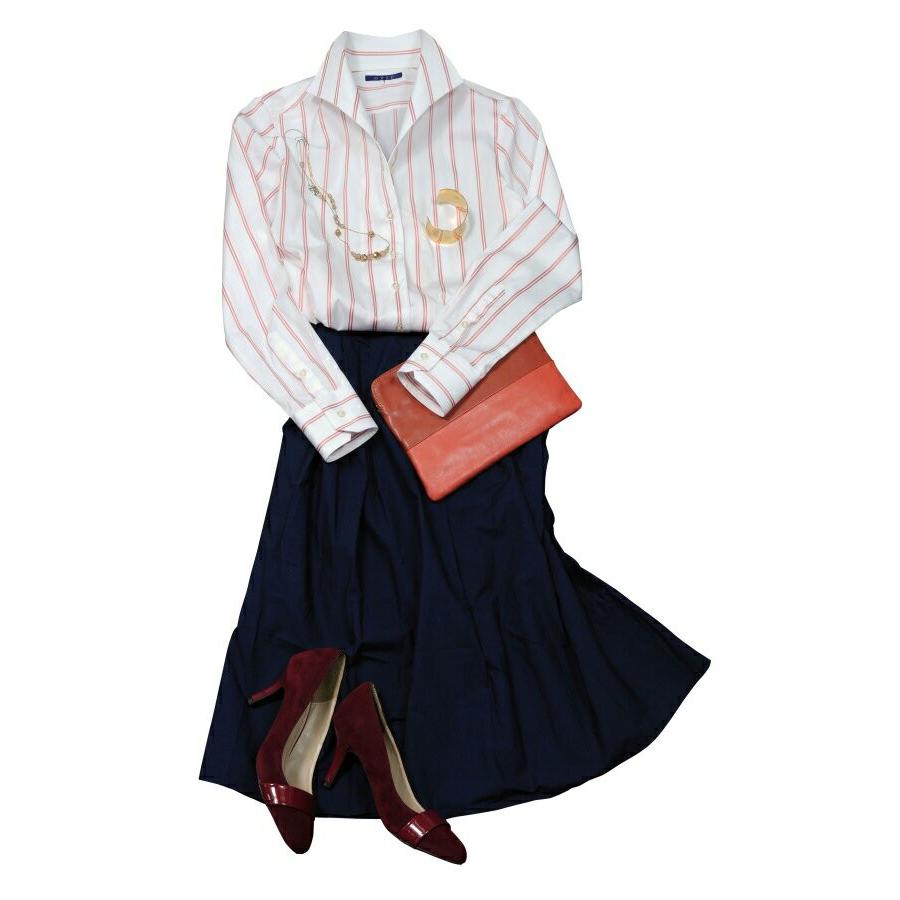 レディースシャツブラウス レディースワイシャツ レディース シャツ ビジネス 長袖 ホワイト 白 綿100％ ストライプ イタリアンカラー 日本製 トップス | ozie | 11