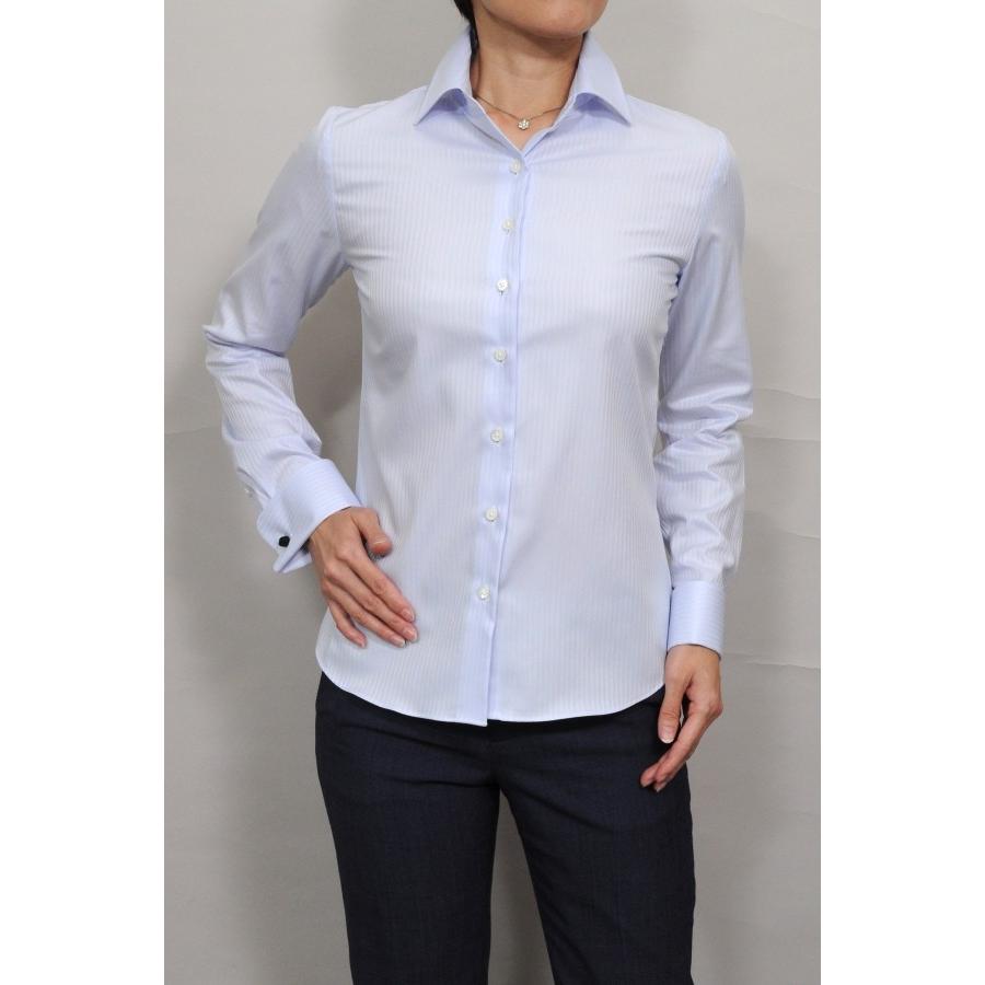 レディースシャツ ワイシャツ ブラウス ビジネス 長袖 サックスブルー 青 ダブルカフス ワイドカラーシャツ プレミアムコットン 大きいサイズ おしゃれ 日本製 6066 G11 2 Sax ワイシャツ専門店 Ozie オジエ 通販 Yahoo ショッピング