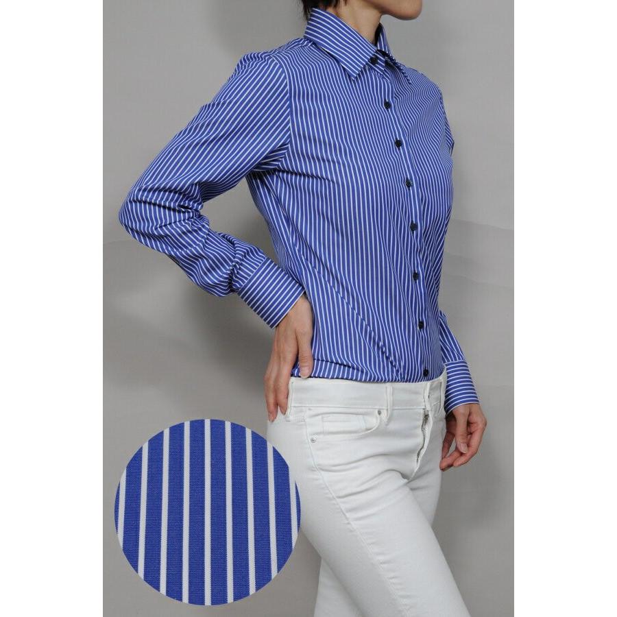 母の日 レディースシャツ ワイシャツ オフィス ブラウス ビジネス 長袖 ブルー 青 ワイドカラー 綿100 日本製 ナチュラルフィット トップス 6071 F09 2 Blue Ozie オジエ ワイシャツ専門店 通販 Yahoo ショッピング