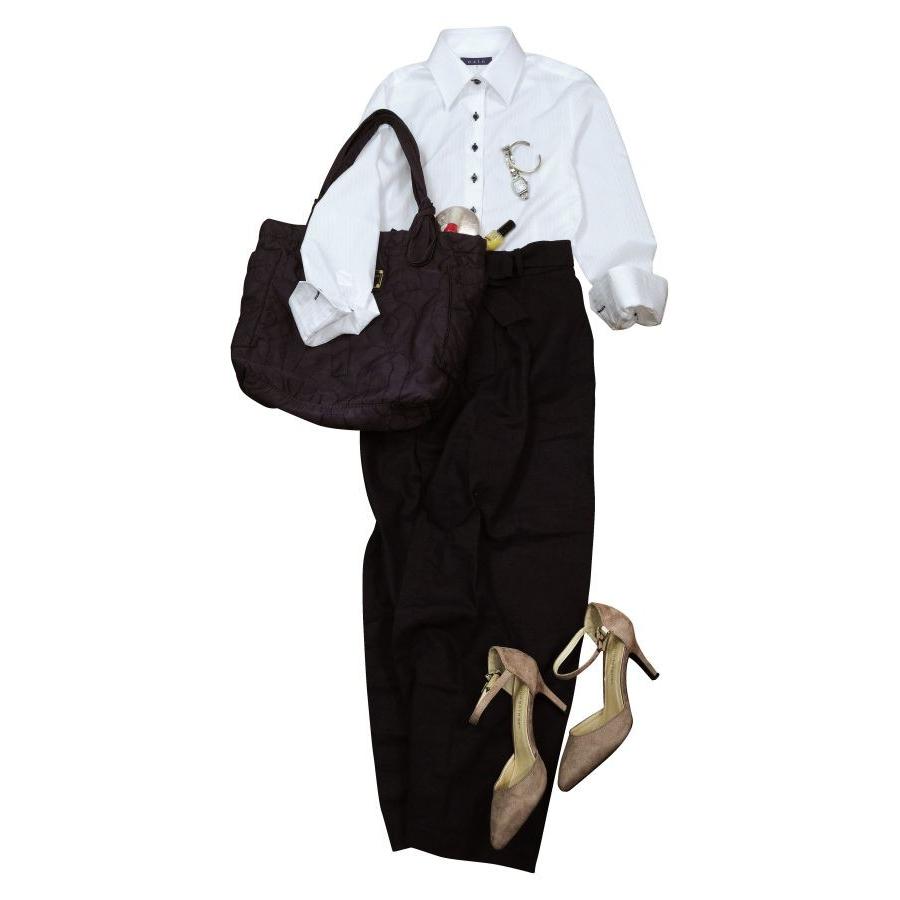 レディースシャツ ブラウス 長袖 ホワイト 白 ワイシャツ オフィス ビジネス ワイドカラー 日本製 ナチュラルフィット トップス 形態安定 大きいサイズ おしゃれ | ozie | 09