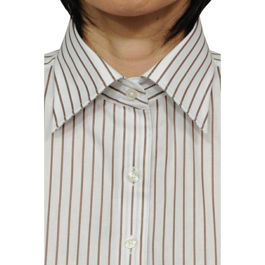 レディース シャツ ビジネス ワイシャツ ブラウス 長袖 ワイドカラー 白 ナチュラルフィット トップス おしゃれ | ozie | 07