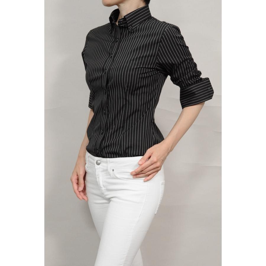 レディースシャツ ワイシャツ ブラック 黒 オフィス ブラウス ビジネス 長袖 ボタンダウン 日本製 プレミアムコットン 大きいサイズ おしゃれ 6274 H07 Black Ozie オジエ ワイシャツ専門店 通販 Yahoo ショッピング