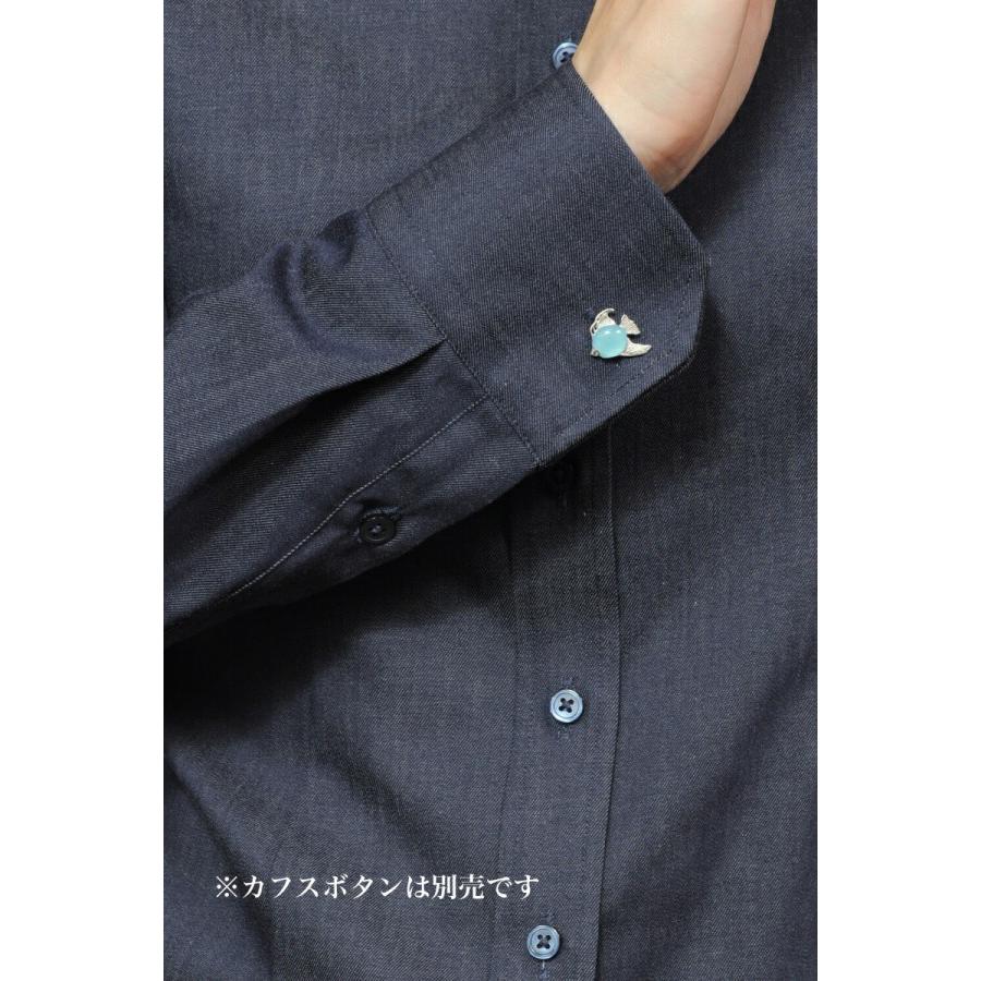 レディース シャツ ビジネス ワイシャツ ブラウス 長袖 ボタンダウン ネイビー 紺 日本製 スリムフィット トップス おしゃれ | ozie | 10