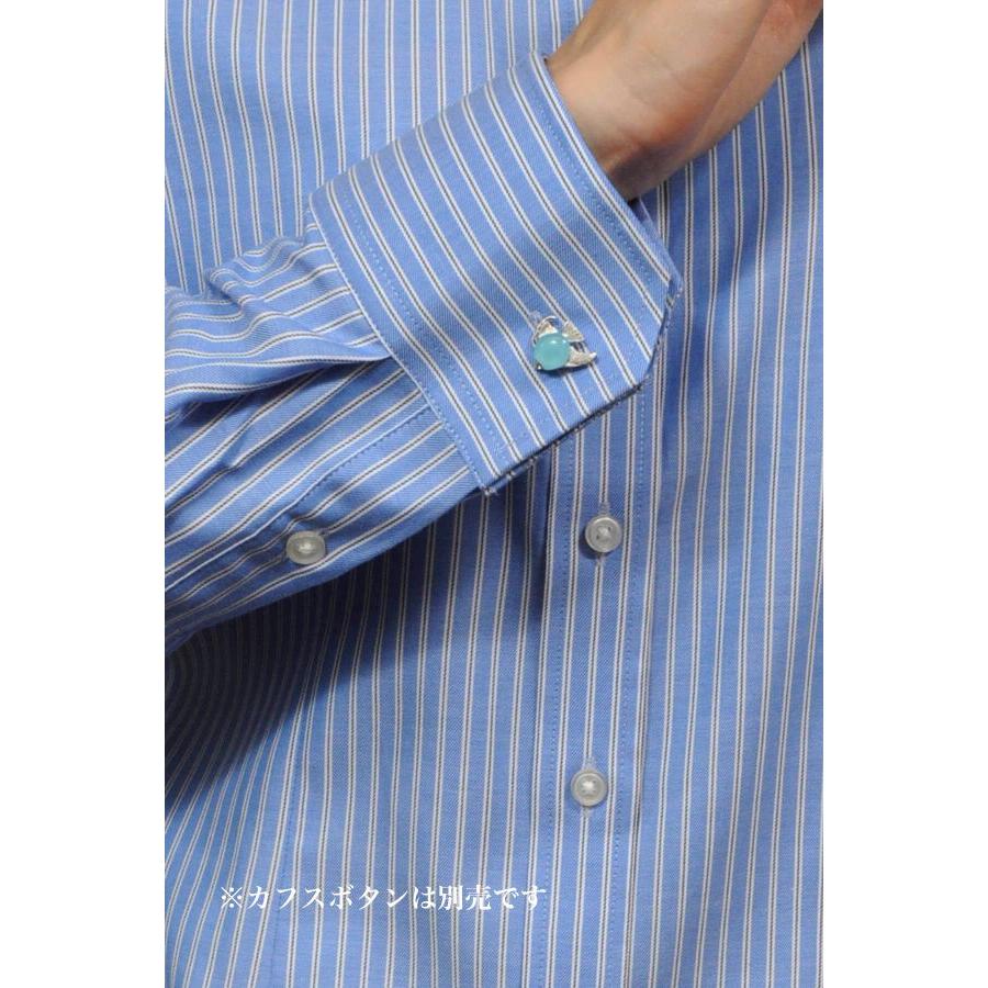 レディース シャツ ビジネス ワイシャツ ブラウス 長袖 ボタンダウン 青 スリムフィット トップス おしゃれ | ozie | 09