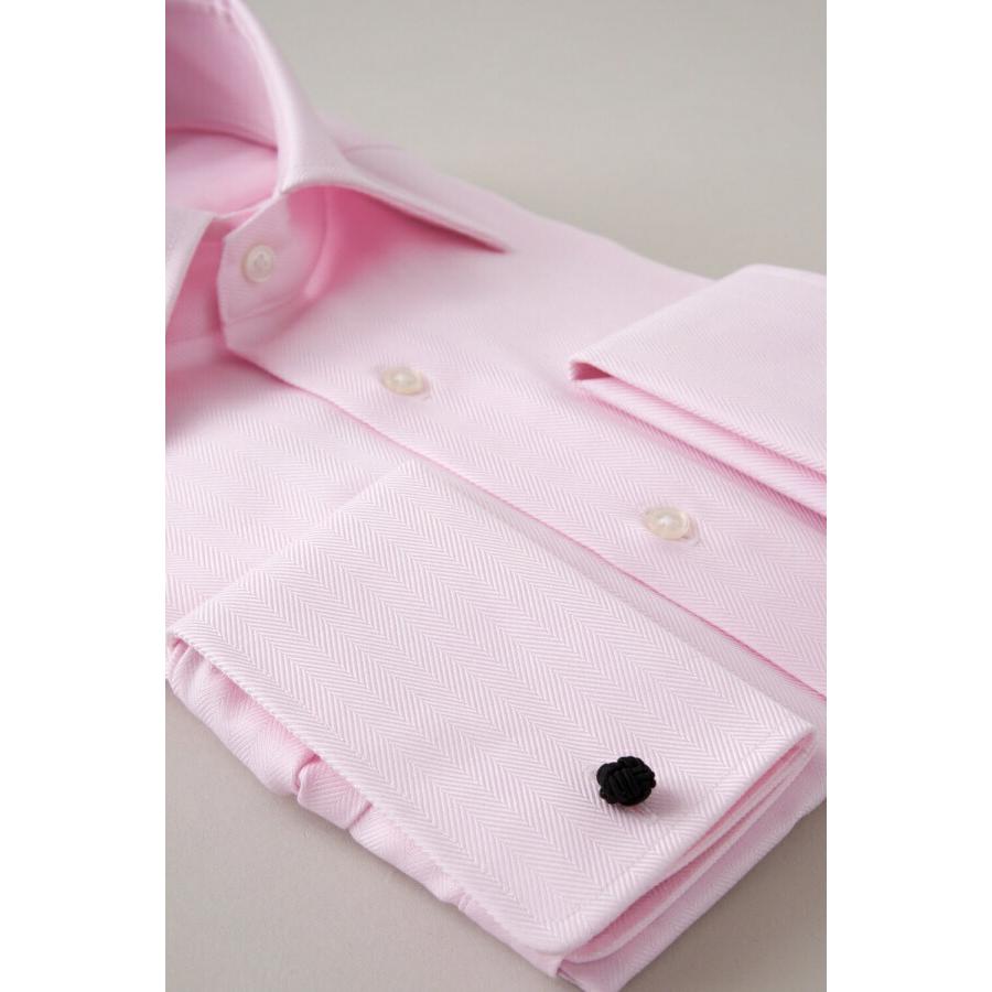 ozie（オジエ） ワイシャツ メンズ 長袖 ピンク ダブルカフス ワイド