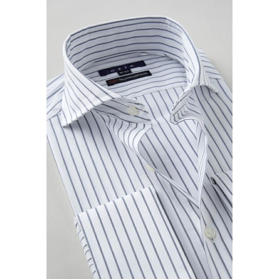 ワイシャツ メンズ 長袖 カッターシャツ yシャツ ビジネスシャツ 綿100％ プレミアムコットン イージーケア ブロード ポケットなし ホリゾンタルカラー おしゃれ | ozie | 02