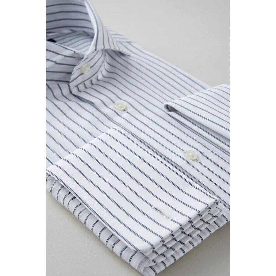 ワイシャツ メンズ 長袖 カッターシャツ yシャツ ビジネスシャツ 綿100％ プレミアムコットン イージーケア ブロード ポケットなし ホリゾンタルカラー おしゃれ | ozie | 04