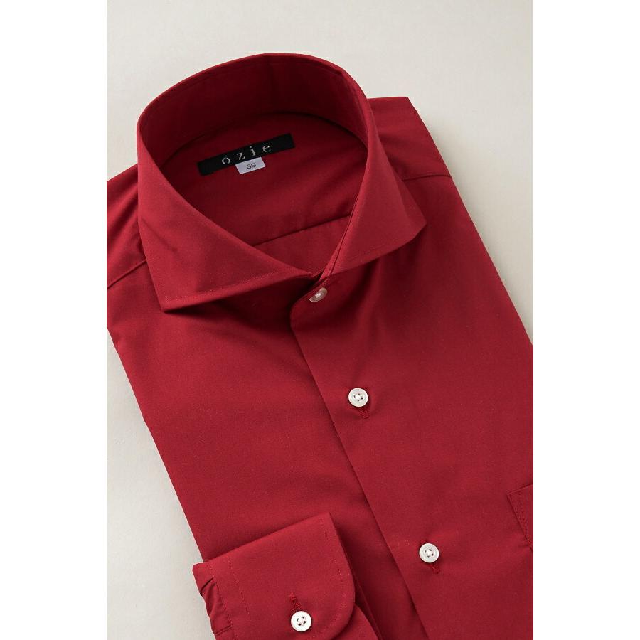 ワイシャツ メンズ 長袖 レッド 赤 ホリゾンタルカラー 形態安定 日本製 ドレスシャツ ビジネスシャツ カッターシャツ おしゃれ ユニフォーム 衣装 8010 D Red Ozie オジエ ワイシャツ専門店 通販 Yahoo ショッピング