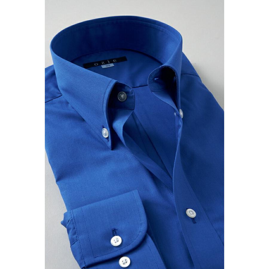 ozie ワイシャツ メンズ 長袖 ブルー 青 ボタンダウン 形態安定 ozie ワイシャツ メンズ 長袖 ブルー 青 ボタンダウン 形態安定