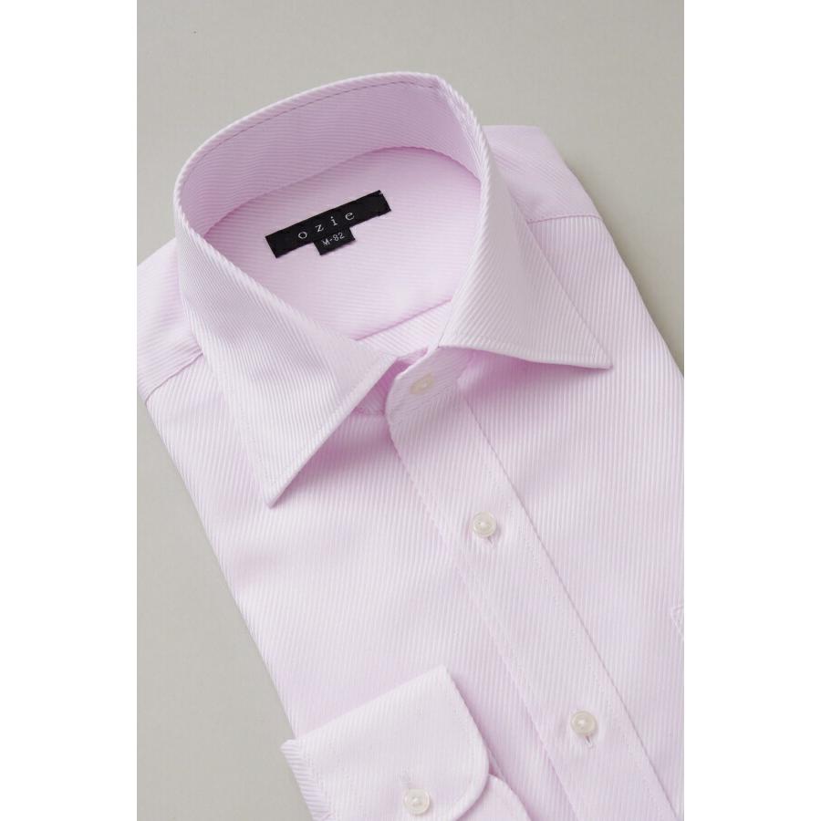 ワイシャツ メンズ 長袖 ピンク ワイドカラー 形態安定 プレミアムコットン カッターシャツ 無地 大きいサイズ おしゃれ｜ozie｜04