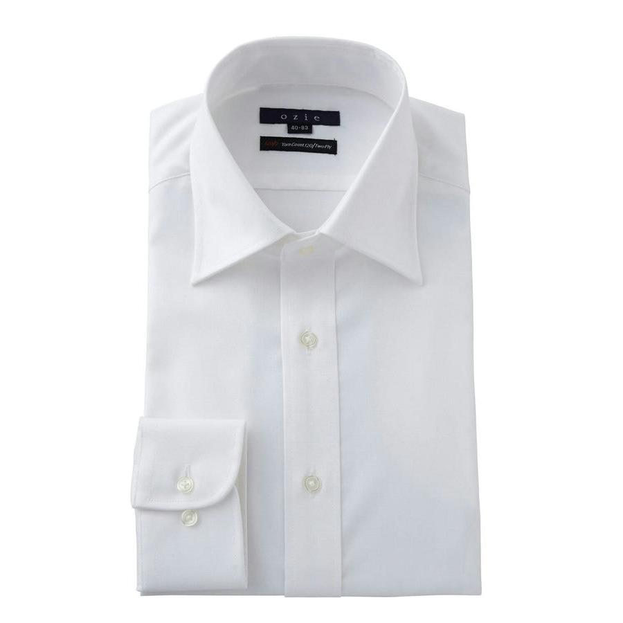 ワイシャツ メンズ 長袖 ホワイト 白 綿100% プレミアムコットン