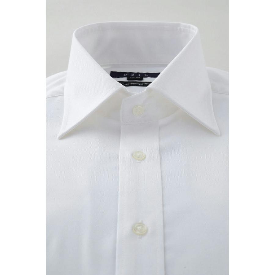 ワイシャツ メンズ 長袖 ホワイト 白 綿100% プレミアムコットン ワイドカラー イージーケア 無地 カッターシャツ 大きいサイズ おしゃれ オックスフォード｜ozie｜02