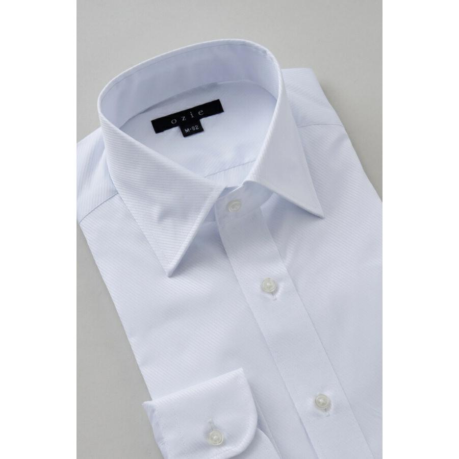 ワイシャツ メンズ 長袖 カッターシャツ yシャツ ビジネスシャツ 形態安定 ワイドカラー おしゃれ 白 ポケットなし｜ozie｜04