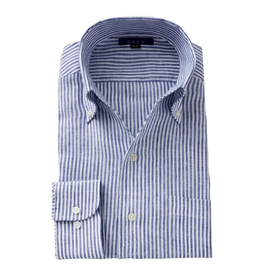 ワイシャツ メンズ 長袖 スリム ビジネスシャツ Yシャツ カジュアルシャツ ボタンダウン スキッパーシャツ イタリアンカラーシャツ リネンシャツ 麻 おしゃれ 8044a A04d Blue Ozie オジエ ワイシャツ専門店 通販 Yahoo ショッピング