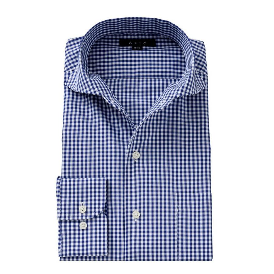 ワイシャツ メンズ 長袖 ビジネスシャツ Yシャツ カッターシャツ 形態安定 イタリアンカラー ワイド おしゃれ 大きいサイズ チェック 87 以上節約