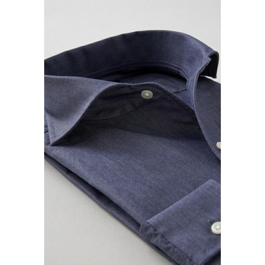 ワイシャツ メンズ 長袖 カッターシャツ yシャツ ビジネスシャツ ブロード 綿100％ プレミアムコットン ポケットなし イタリアンカラー おしゃれ | ozie | 02