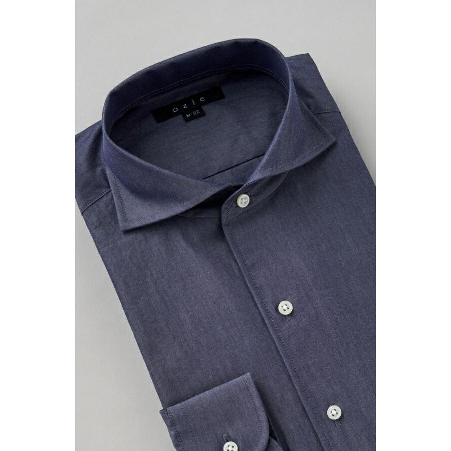 ワイシャツ メンズ 長袖 カッターシャツ yシャツ ビジネスシャツ ブロード 綿100％ プレミアムコットン ポケットなし イタリアンカラー おしゃれ | ozie | 03