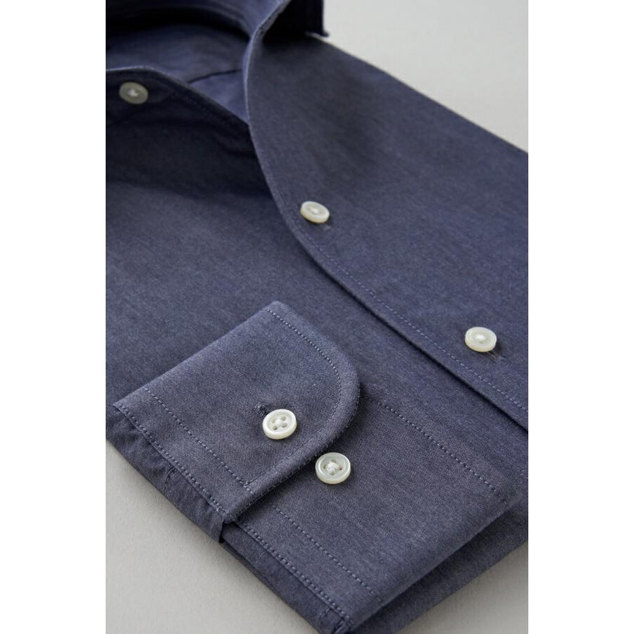 ワイシャツ メンズ 長袖 カッターシャツ yシャツ ビジネスシャツ ブロード 綿100％ プレミアムコットン ポケットなし イタリアンカラー おしゃれ | ozie | 04