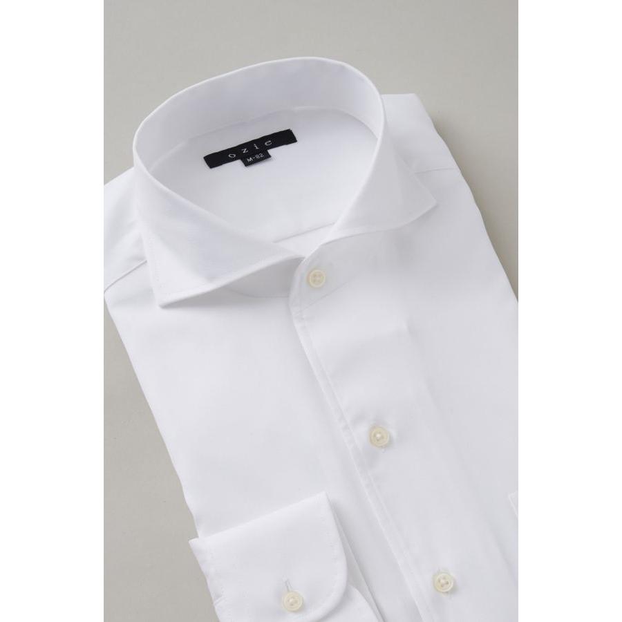 イタリアンカラー ワイドカラー ワイシャツ メンズ 長袖 白シャツ ホワイト プレミアムコットン 形態安定 ビジネスシャツ おしゃれ 3L 4L｜ozie｜04