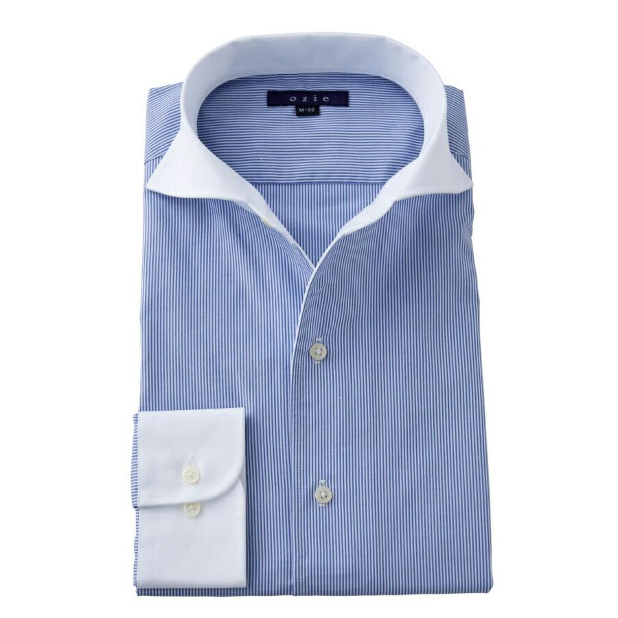 ワイシャツ メンズ 長袖 ビジネスシャツ Yシャツ カッターシャツ イタリアンカラー クレリック ワイドカラー イージーケア ブロード おしゃれ | ozie