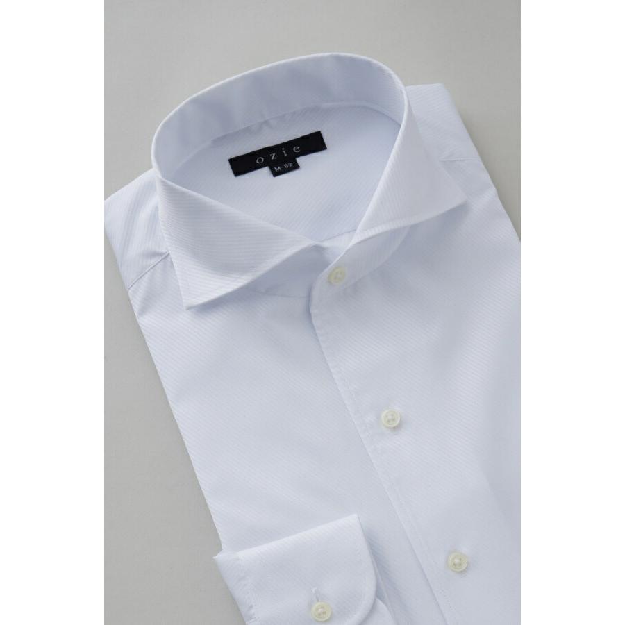 ワイシャツ メンズ 長袖 カッターシャツ yシャツ ビジネスシャツ 形態安定 イタリアンカラー ワイド ポケットなし おしゃれ 白｜ozie｜04